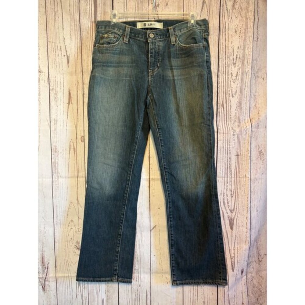 Gap Slim Fit Chic Distressed Stretch Denim Straight Leg Jeans Size 8